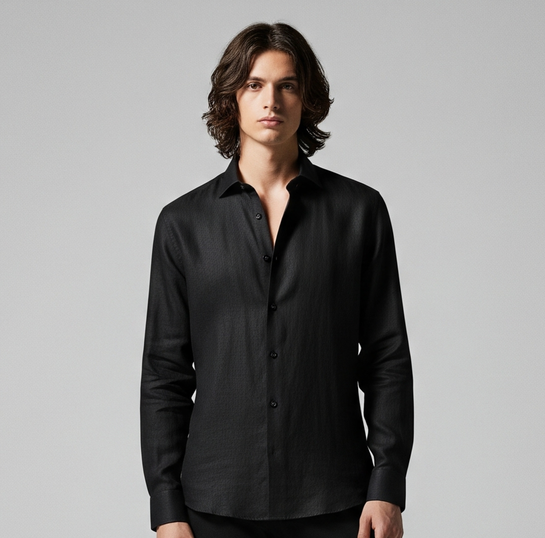 BLACK LINEN SHIRT