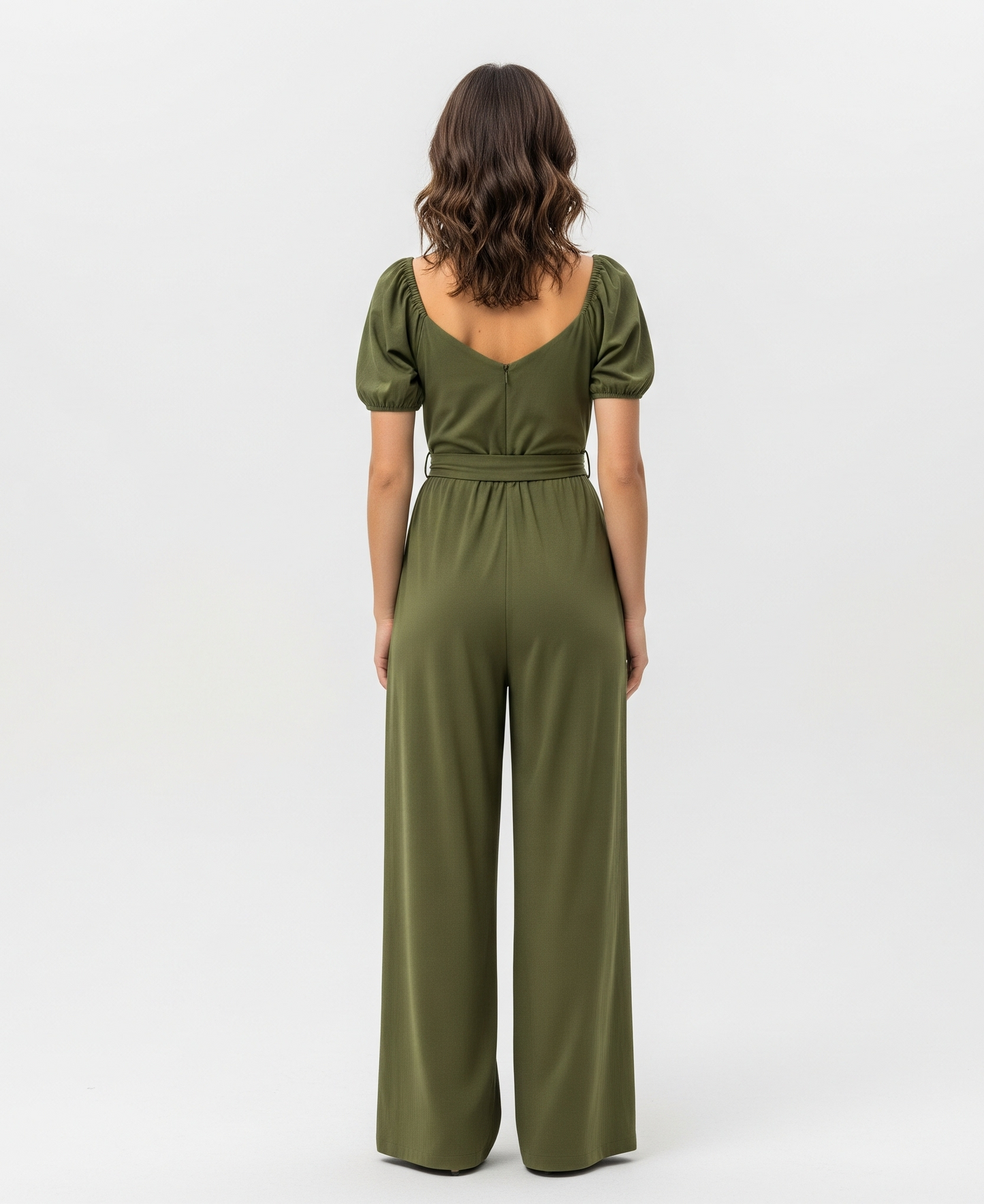 OLIVE GREEN WIDE-LEG JUMPSUIT