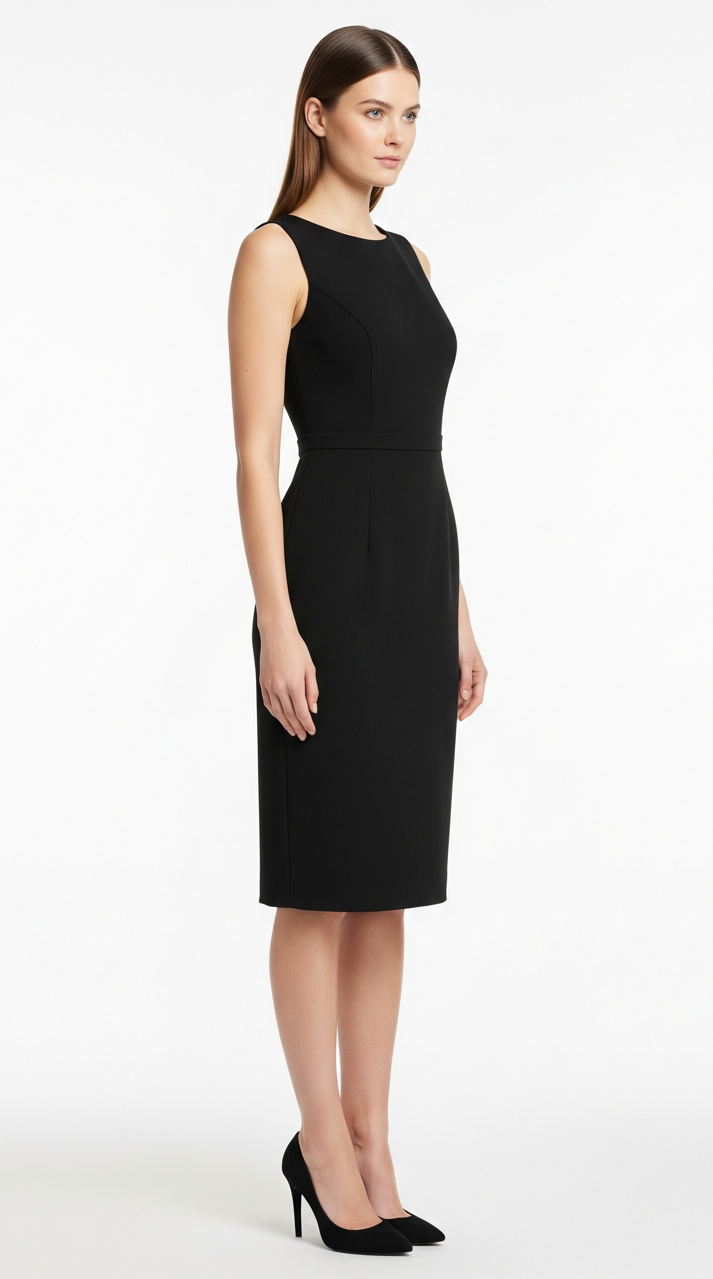 BLACK SLEEVELESS SHEATH DRESS