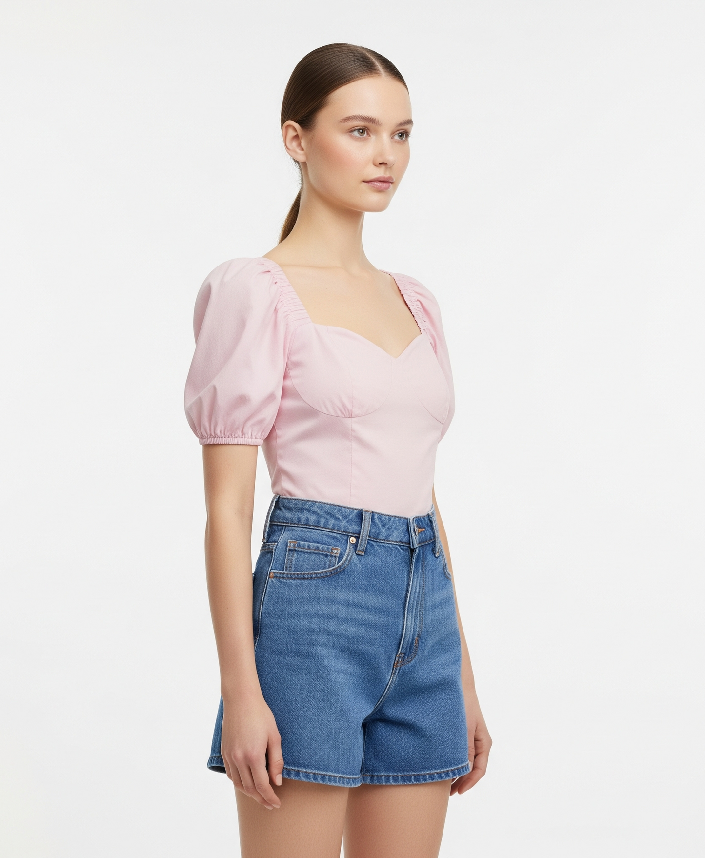 PINK PUFF SLEEVE SWEETHEART TOP