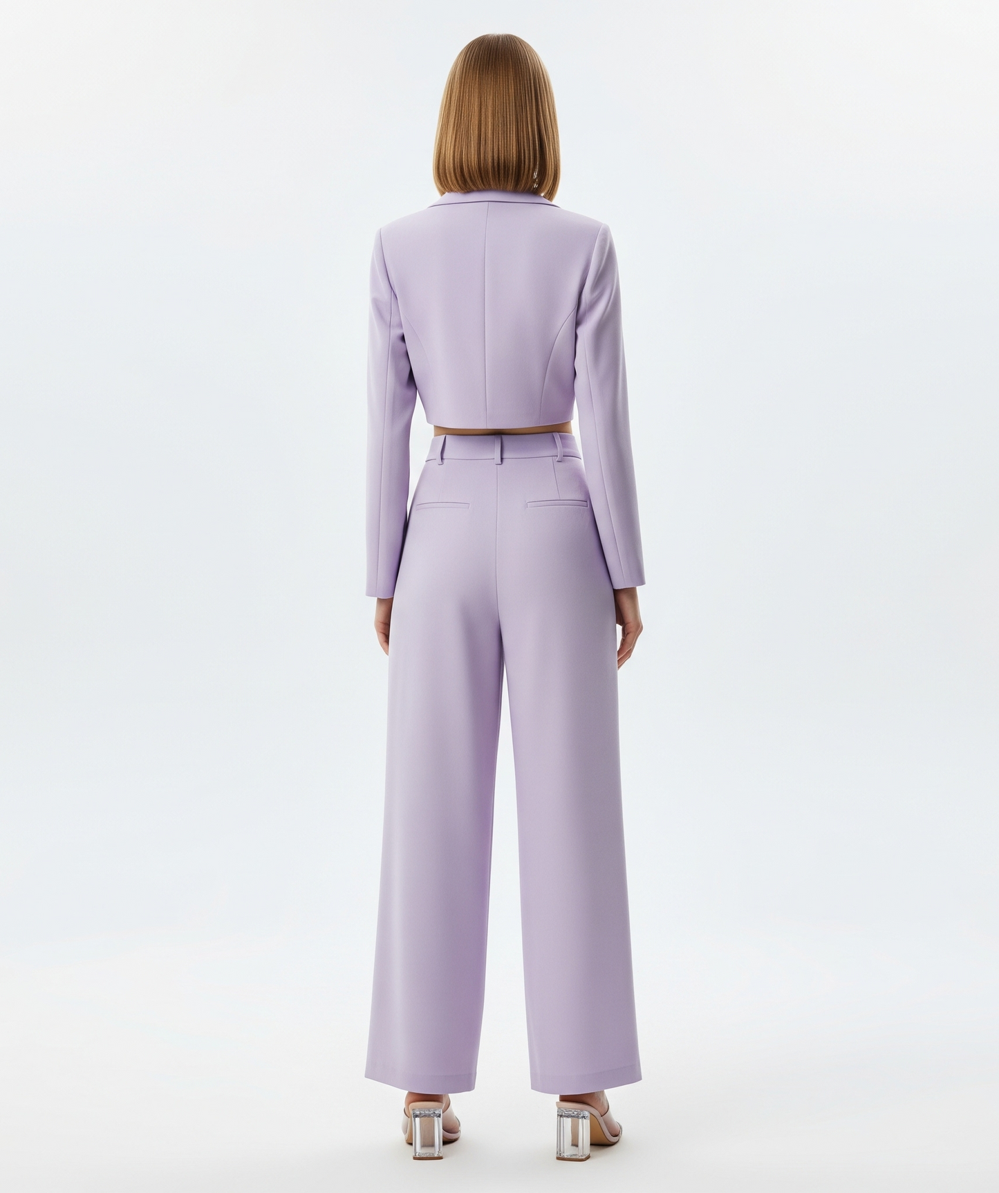 LILAC CROPPED BLAZER AND WIDE-LEG TROUSER SET