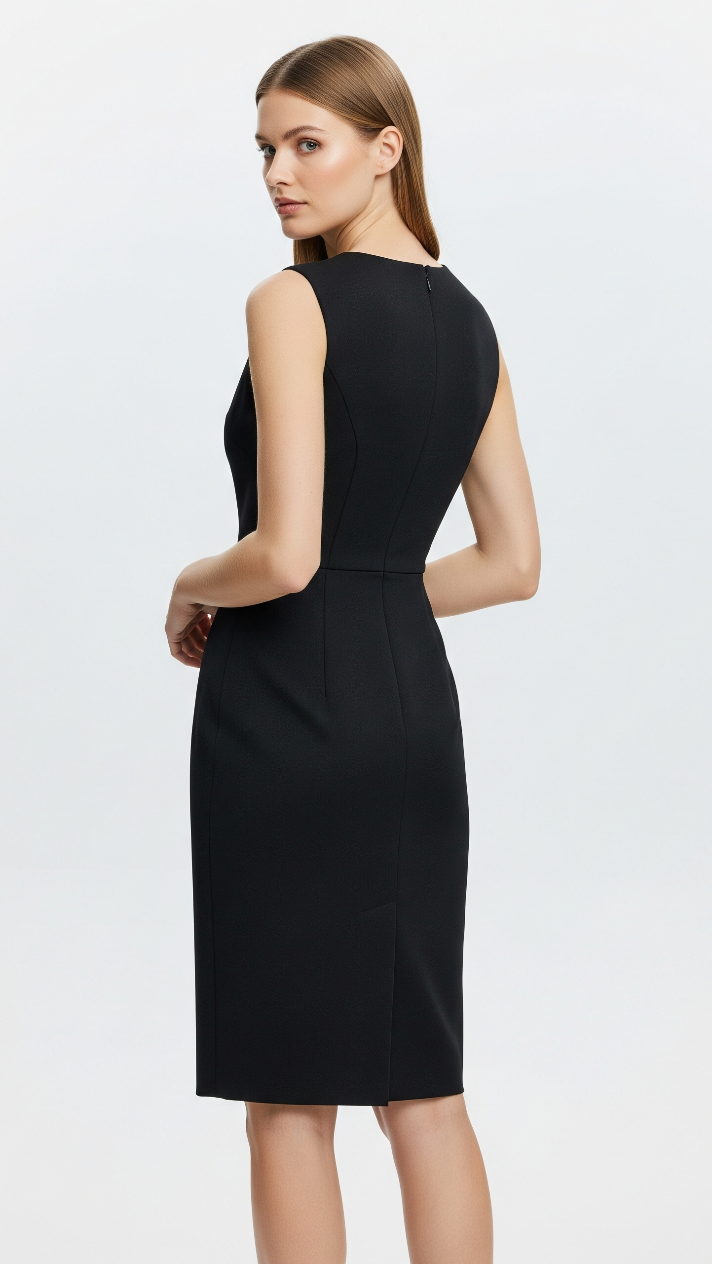 BLACK SLEEVELESS SHEATH DRESS