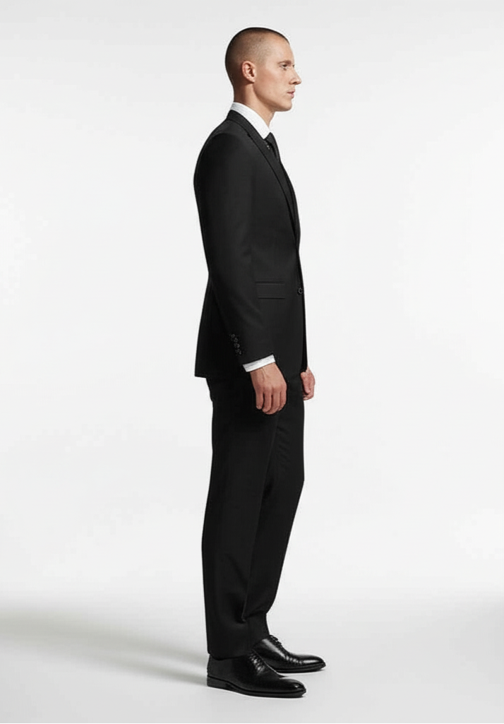 BLACK THREE PIECE TAILORED SUIT