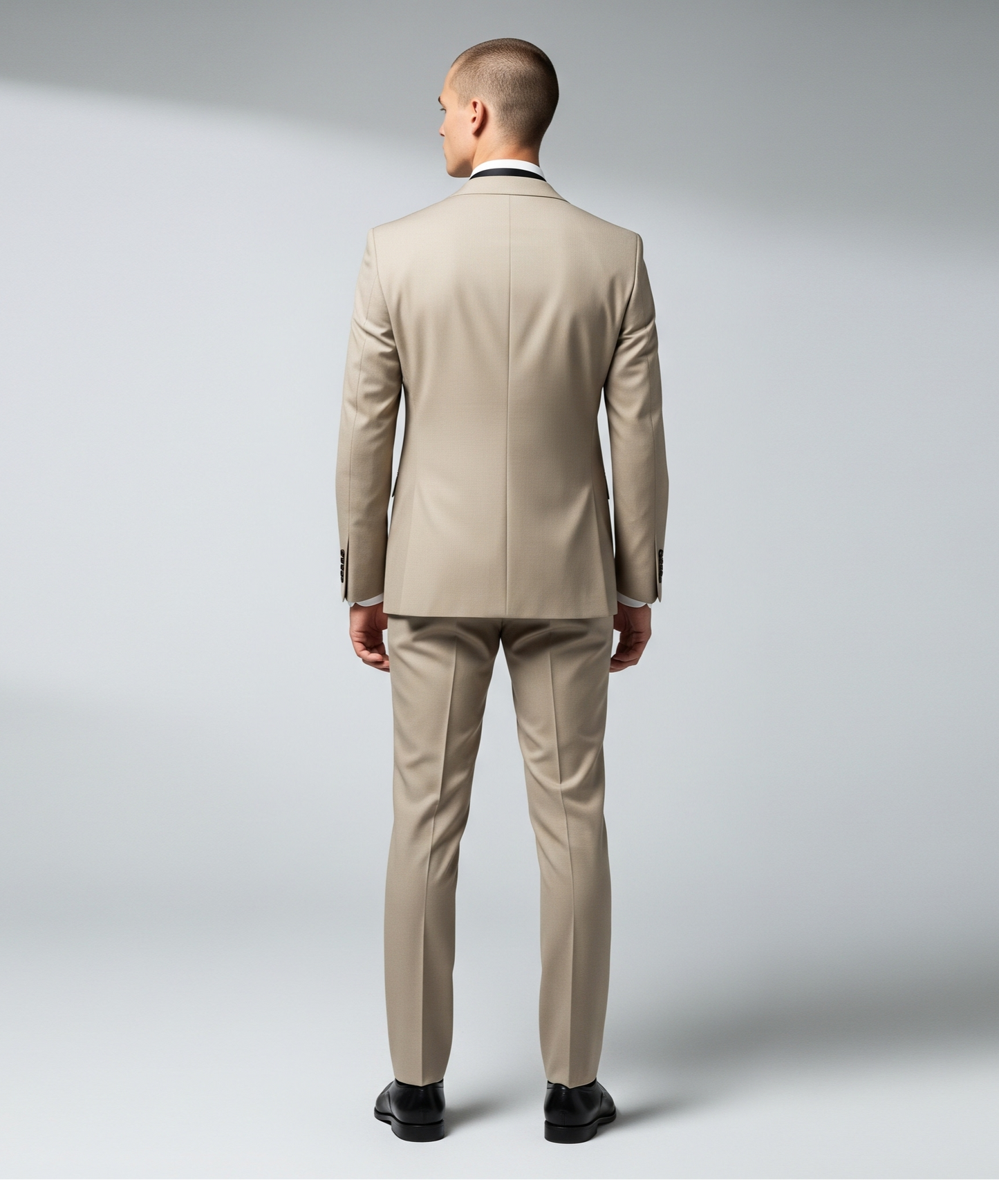 BEIGE THREE PIECE TAILORED SUIT