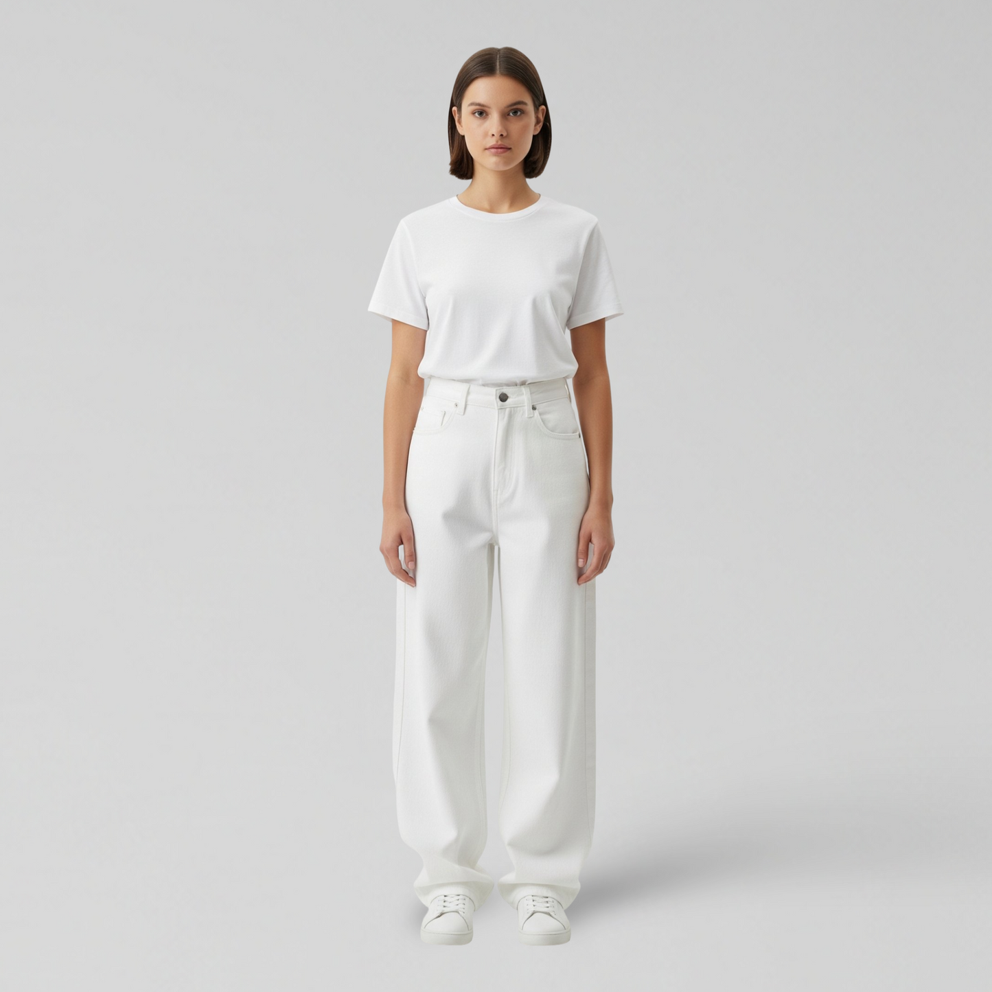 WHITE BAGGY JEANS