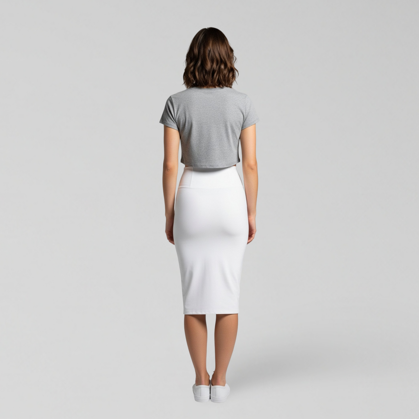 WHITE SLIT MIDI SKIRT
