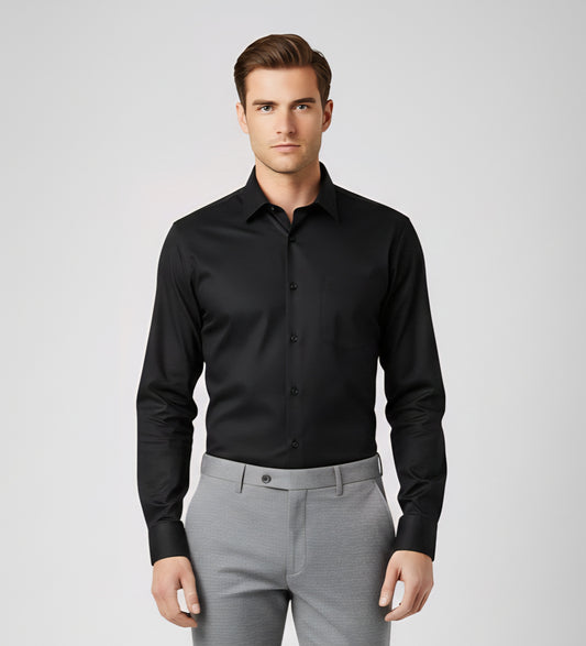 SLIM FIT BLACK FORMAL SHIRT