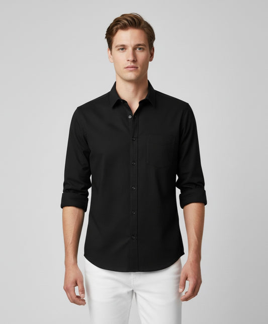 SLIM FIT BLACK CASUAL SHIRT