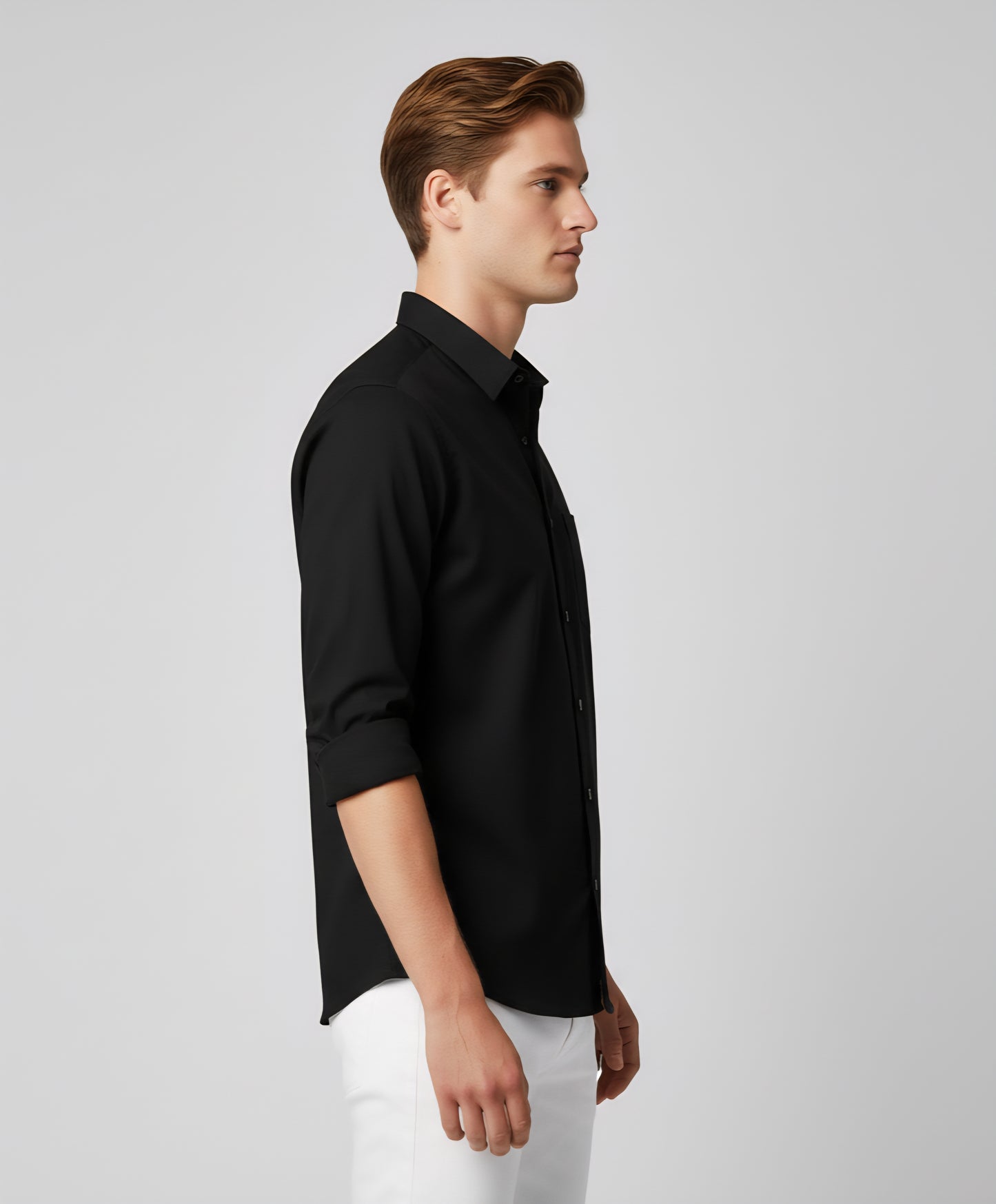 SLIM FIT BLACK CASUAL SHIRT