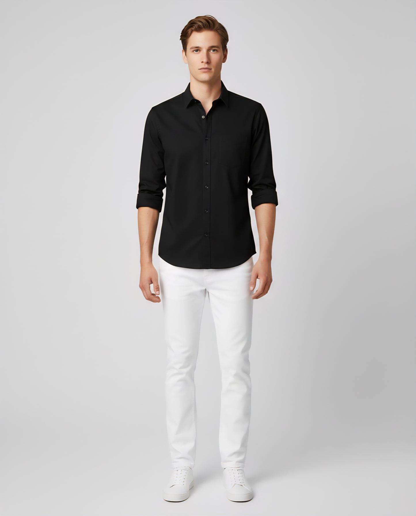 SLIM FIT BLACK CASUAL SHIRT