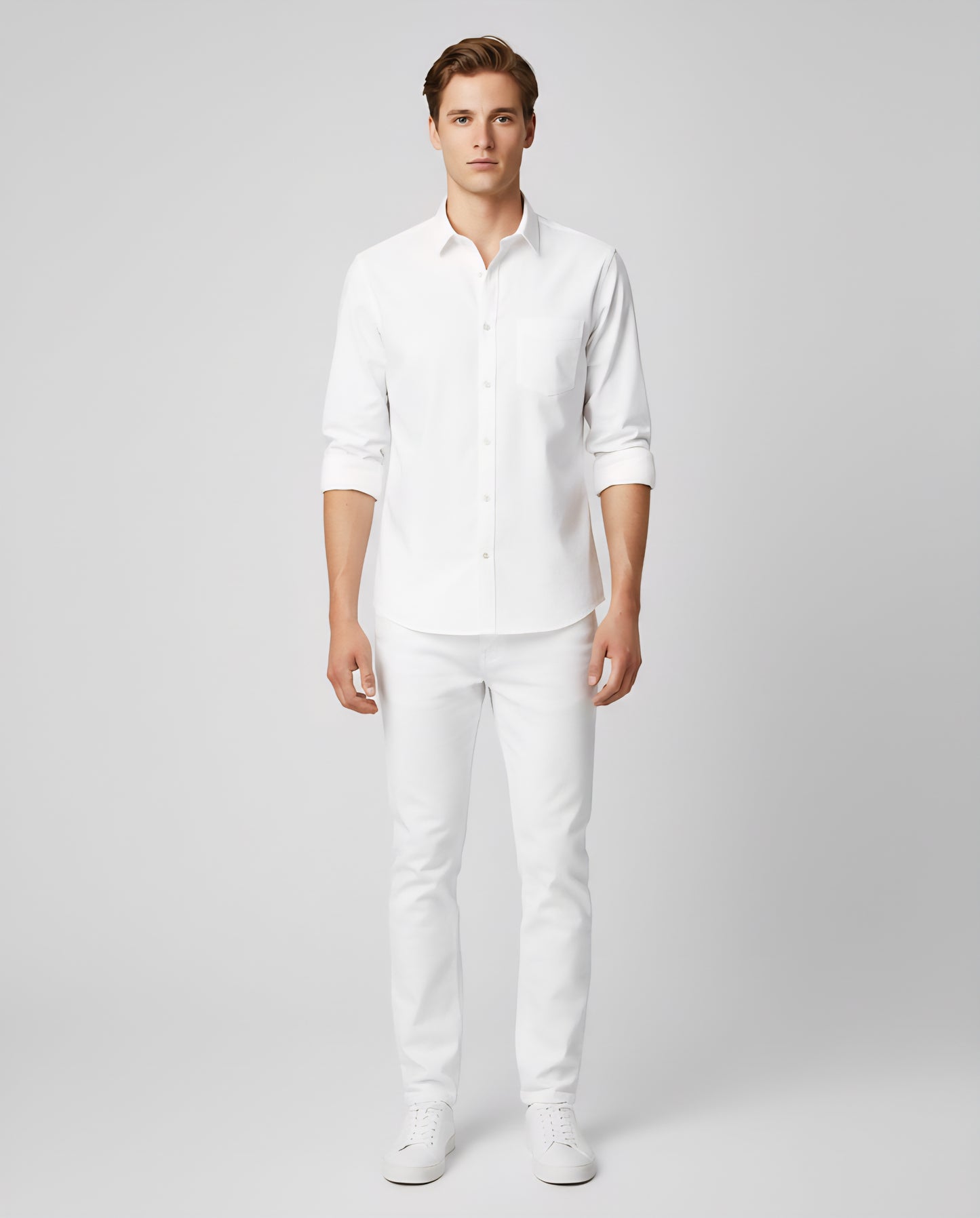 SLIM FIT WHITE CASUAL SHIRT