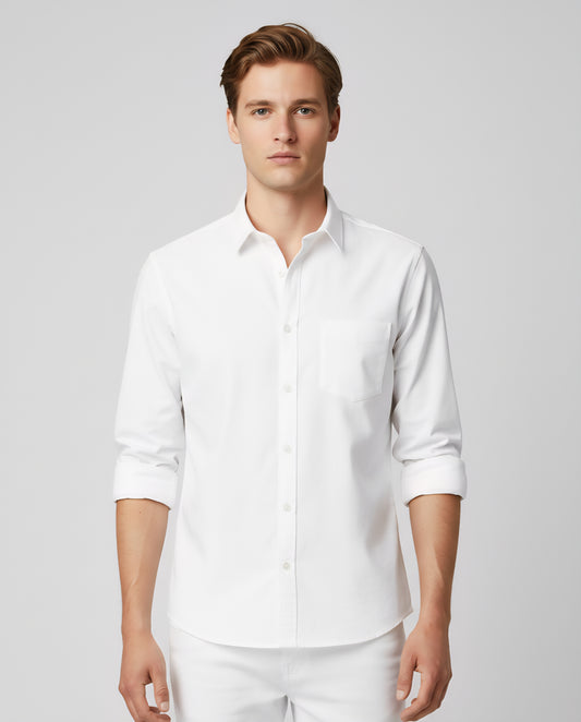 SLIM FIT WHITE CASUAL SHIRT