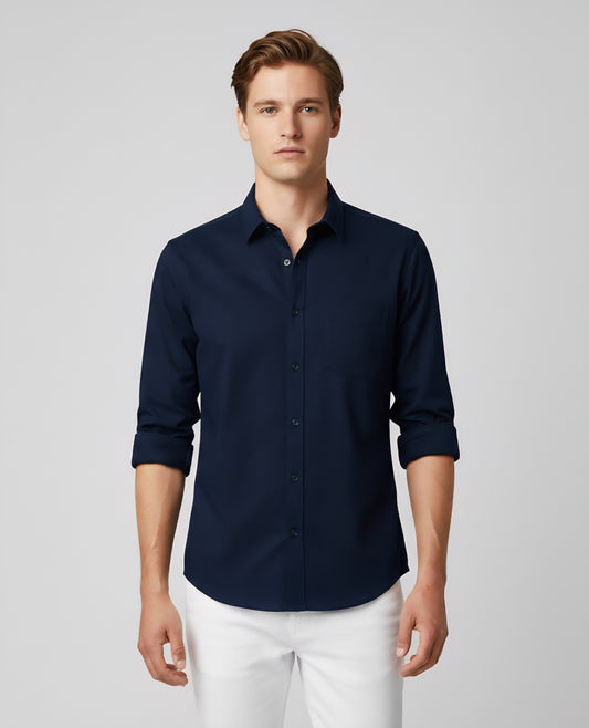 SLIM FIT NAVY BLUE CASUAL SHIRT