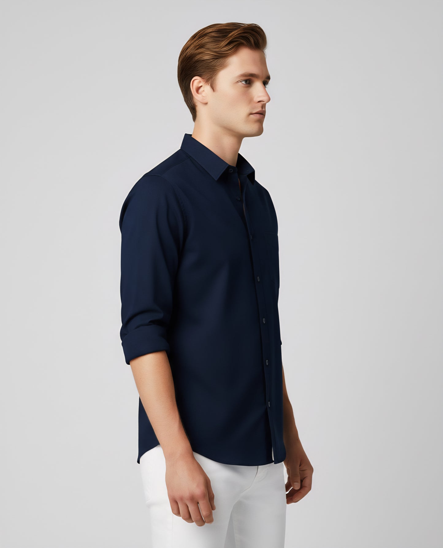 SLIM FIT NAVY BLUE CASUAL SHIRT