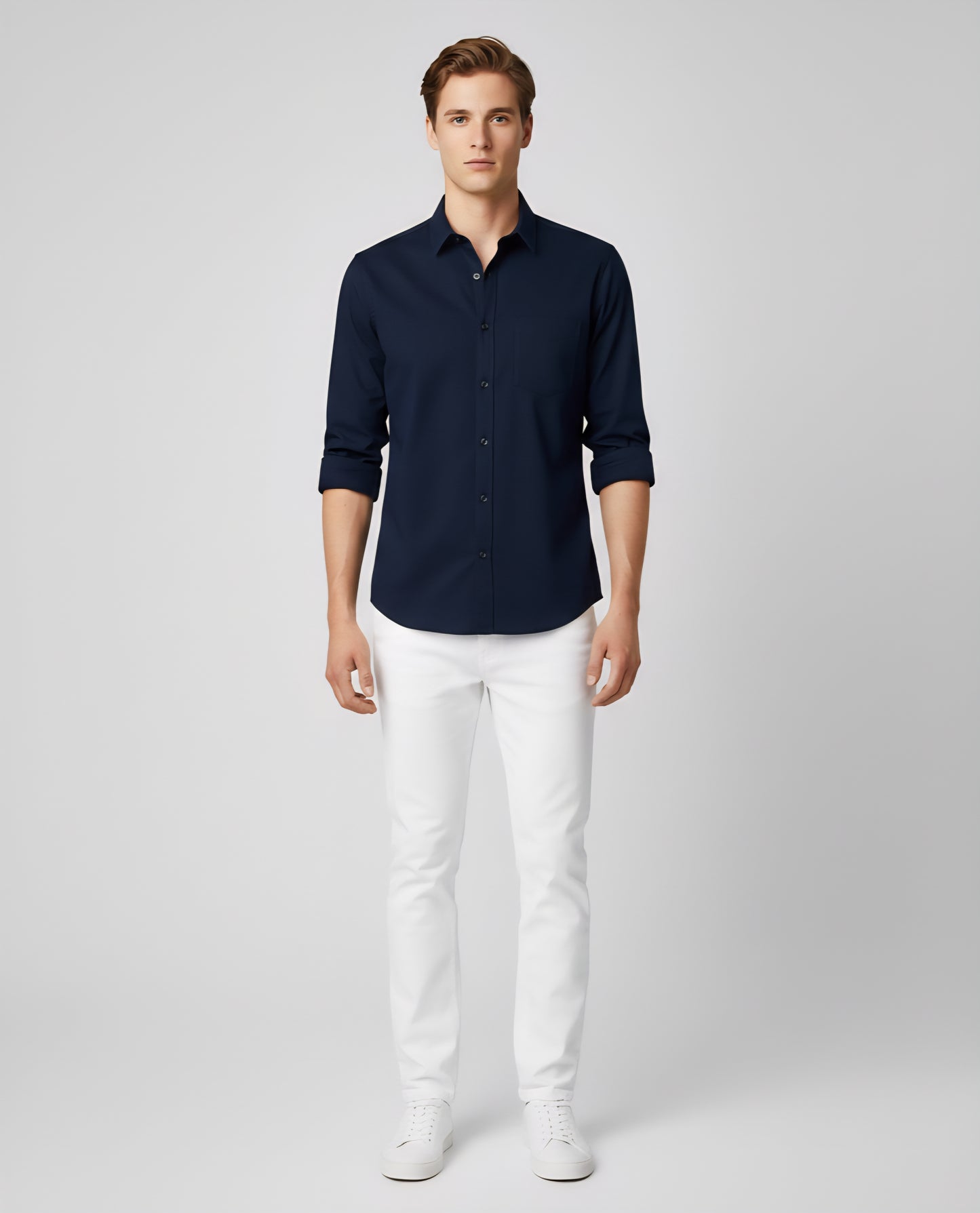 SLIM FIT NAVY BLUE CASUAL SHIRT