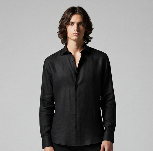 BLACK LINEN SHIRT