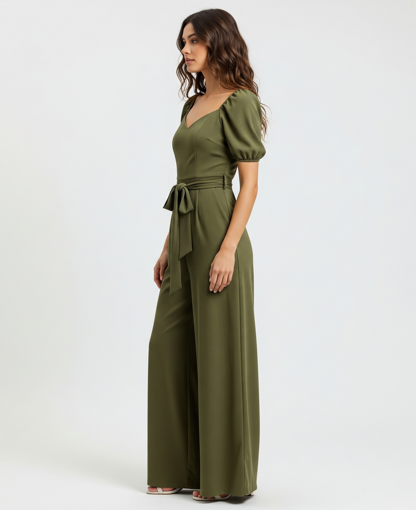 OLIVE GREEN WIDE-LEG JUMPSUIT