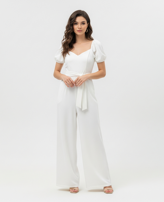 WHITE WIDE-LEG JUMPSUIT