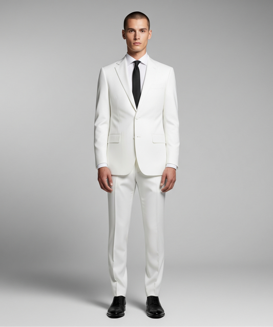 WHITE THREE PIECE TAILORED SUIT