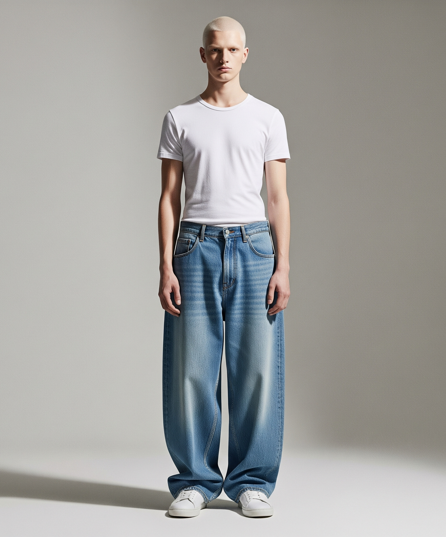 FADE BLUE BAGGY JEANS