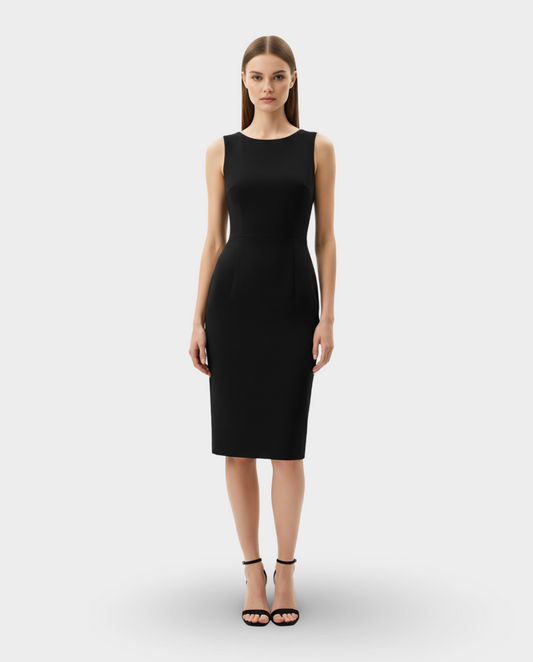 BLACK SLEEVELESS SHEATH DRESS
