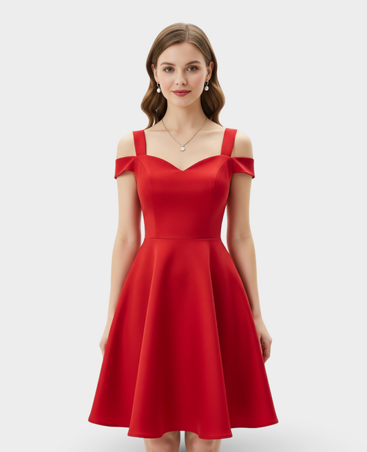 RED OFF-THE-SHOULDER DRESS