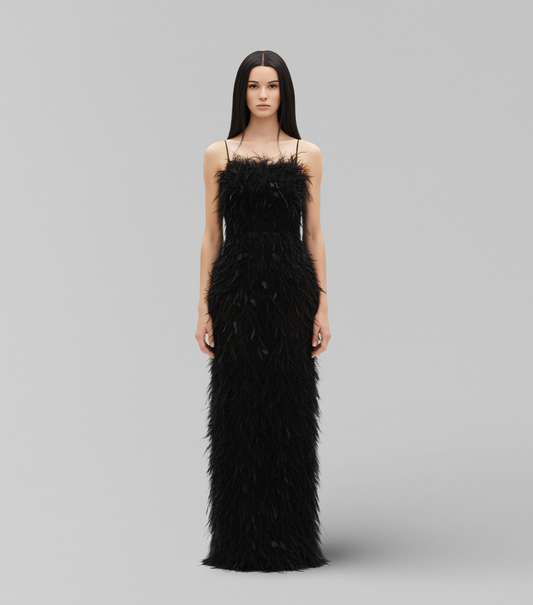 The Black Feathered Dress